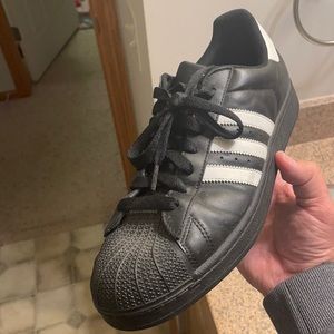 Old School Shell Toe Adidas. Men’s size 11. Black w/ a little white.